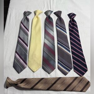 LOT OF 6 VINTAGE CLIP ON TIES. DESIGNER COLLECTION, KETCH, HANOVER ST., PRESTIGE